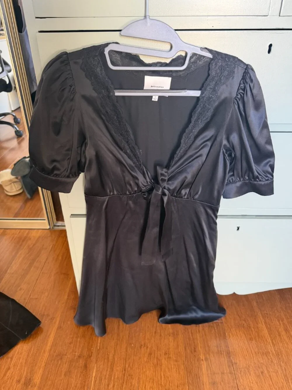 Reformation Avin Silk Dress Black - Picture 2 of 3